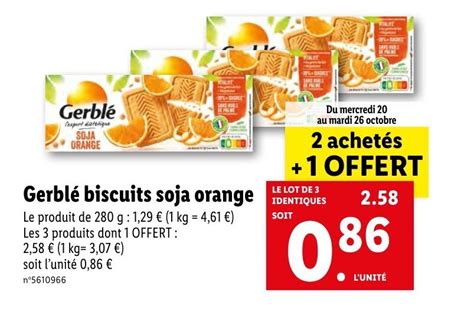 Promo Gerbl Biscuits Soja Orange Chez Lidl