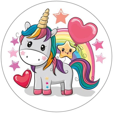 Oblea Para Tartas Redonda Unicornio Cms Und En Unicornio