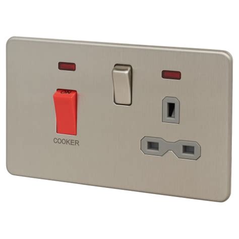 Knightsbridge 45A 2 Gang DP Cooker Switch 13A Switched Socket With