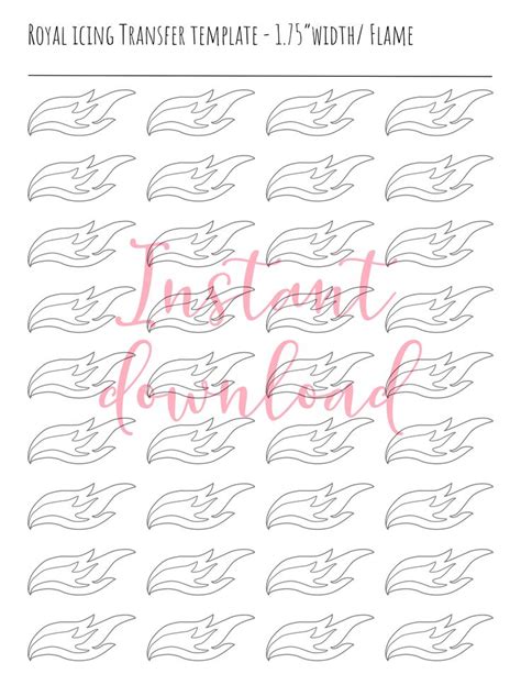 Flame Royal Icing Transfer Templateinstant Download By Jinlyprints On Etsy In 2023 Royal