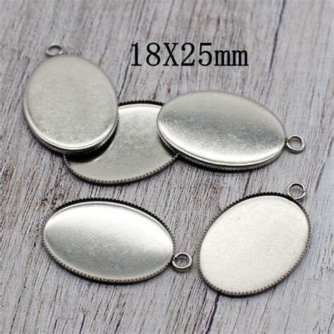 10PCS Stainless Steel OVAL Cabochon Tray Pendant OVAL Bezel Etsy