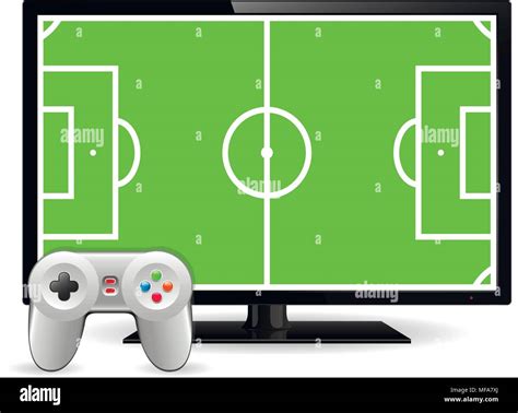 Joystick and TV with football field on screen. Video game concept. Vector illustration Stock ...