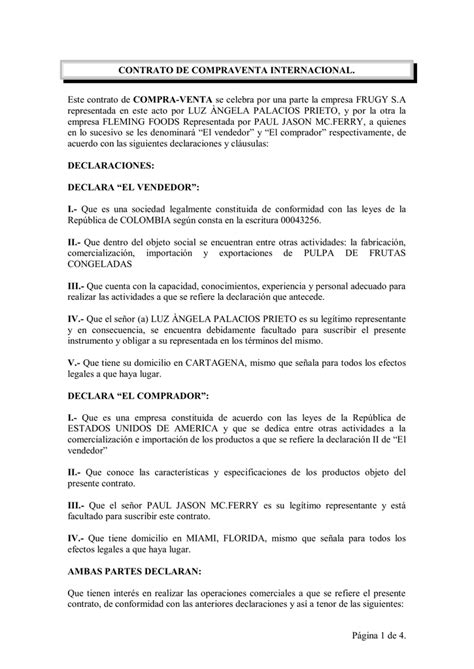 Partes De Un Contrato De Compraventa Internacional