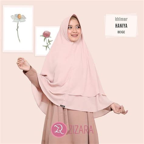 Khimar Zizara Haniya Beige Hijab Kerudung Khimar Jilbab Syari Kini