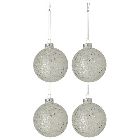 Lot de 4 Boules de Noël Étoiles 10cm Argent