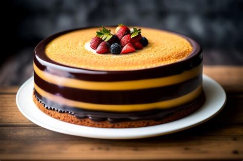 Um Bolo Cobertura De Chocolate E Morangos Por Cima Foto Premium