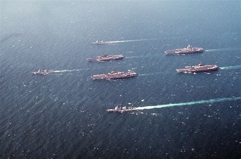 An Aerial View Of The Ships Of Battle Force Zulu Underway At The