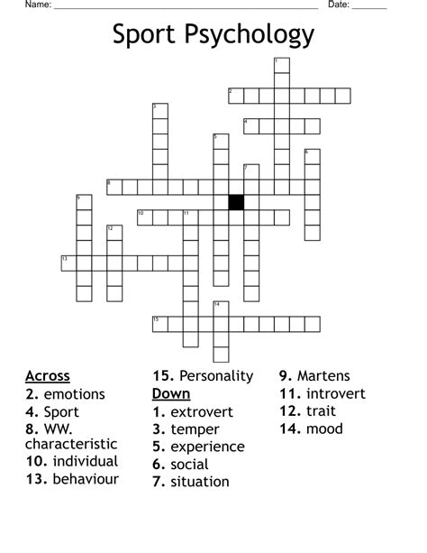 Sport Psychology Crossword Wordmint