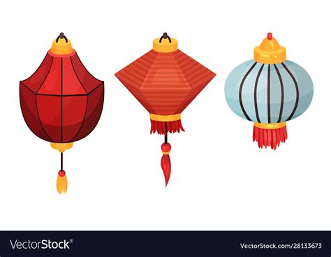 Chinese lanterns different shapes Royalty Free Vector Image