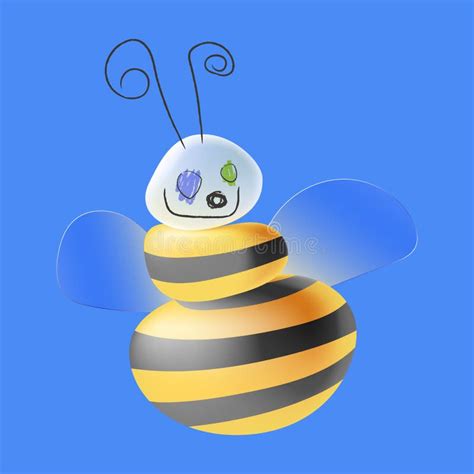 Vector Volumetric Thick Toy Bee Looks Like a Children`s Drawing Stock Vector - Illustration of ...