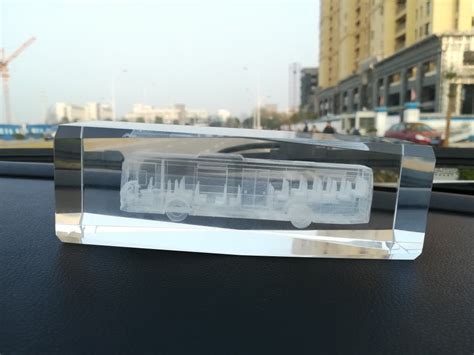 3D Photo Crystals With Bus Model 3D Laser Engraved Inside 3d Photo