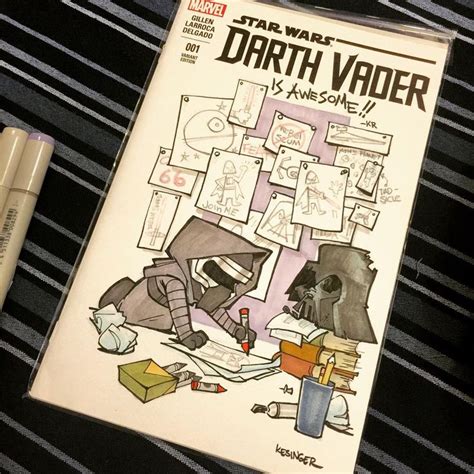 A Comic Book With Darth Vader On It Next To Some Pens And Markers