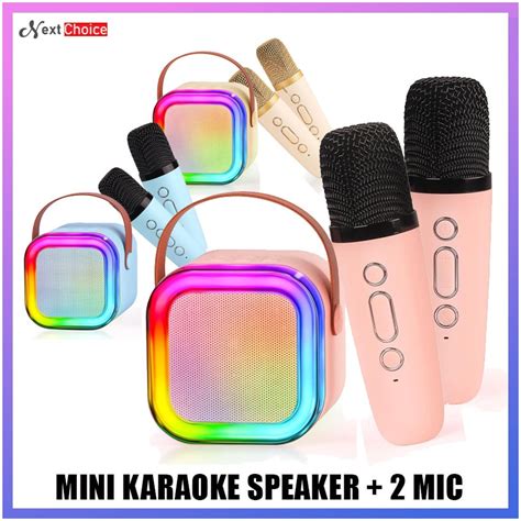 K12 Portable Karaoke Wireless Bluetooth Speaker With 2 Microphone Mini