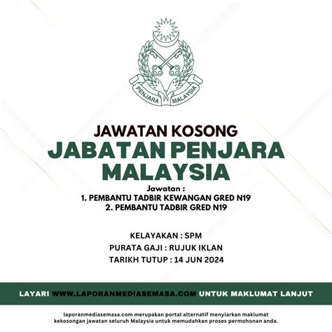 Jawatan Kosong Jabatan Penjara Malaysia Kelayakan Minima Spm