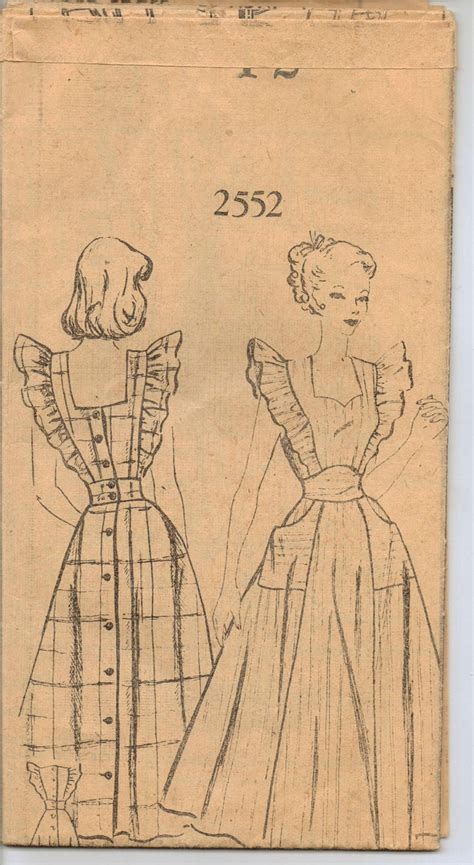 1940s Pinafore Apron Pattern 2552 From The Pattern Bureau Etsy