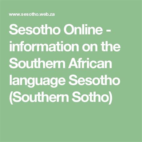 Sesotho Online - information on the Southern African language Sesotho ...