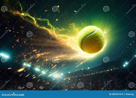 Tennis Ball In Fire AI Generated Image Stock Illustration