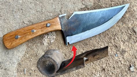 Knife Making Forging A Powerful Cleaver From An Old Leaf Spring YouTube