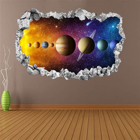 Planets Space Solar System Wall Sticker Mural Decal Print Art Etsy Uk