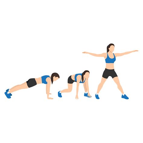 Woman Doing Surfer Burpees Exercise Flat Vector Illustration Isolated