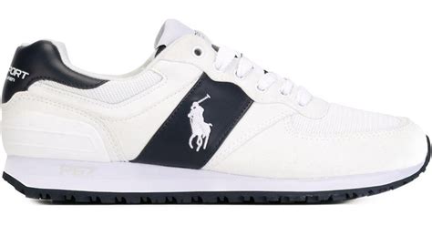 Polo Ralph Lauren Leather Paneled Lace Up Sneakers In White For Men Lyst