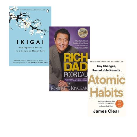 Ikigai Rich Dad Poor Dad Atomic Habits Combo Dropmart