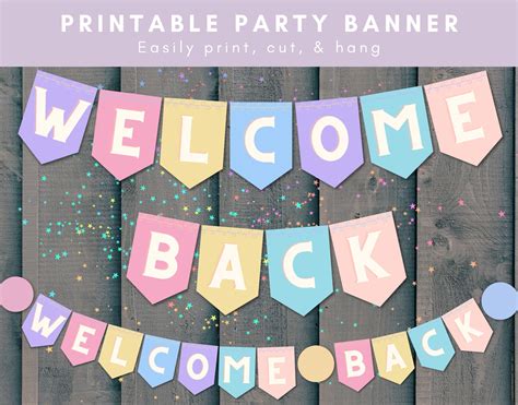 Printable Welcome Back Banner Pastel Party Bunting Easy Download Etsy