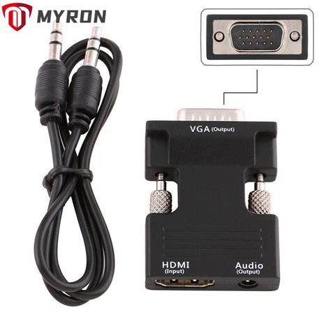 Myron อะแดปเตอร์แปลงเสียง 1080p Hdmi เป็น Vga สําหรับ Pc แล็ปท็อป ทีวี มอนิเตอร์ โปรเจคเตอร์ Vga