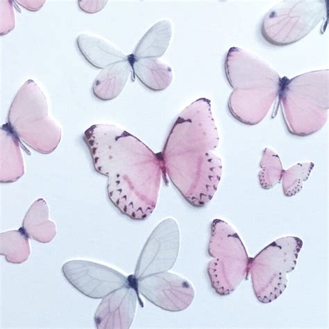 Pink And White Trio Mix Edible Pre Cut 3d Wafer Paper Butterflies 16