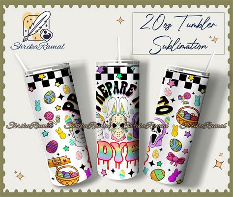 Horror Easter 20oz Skinny Tumbler Groovy Easter Day PNG Prepare To