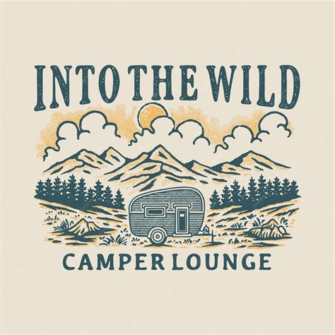 Premium Vector | Camper illustration van graphic design forest badge