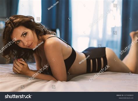 Beautiful Sexy Brunette Woman Black Lingerie Stock Photo Shutterstock