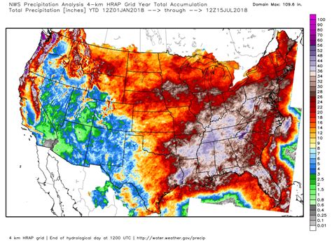 Local Year-To-Date Rainfall Totals As Of July 15th, 2018.