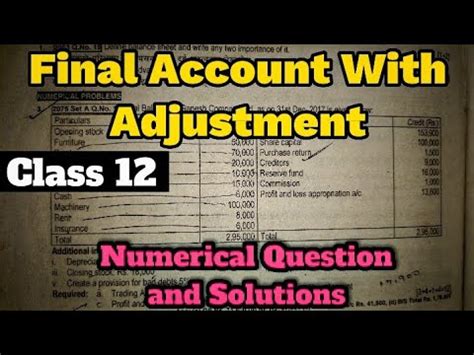 Final Account With Adjustment Grade 12 Accounting HSEB NEB