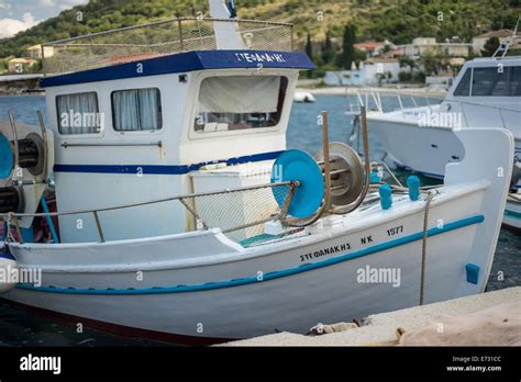 Old Colorful Wooden Greek Fishing Boat Imeroli Corfu Stock Photo Alamy