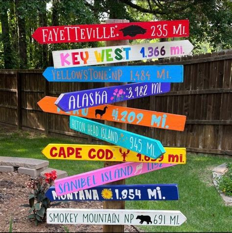 SET OF 10 Directional Wood Arrow Signs Custom Mile Marker - Etsy