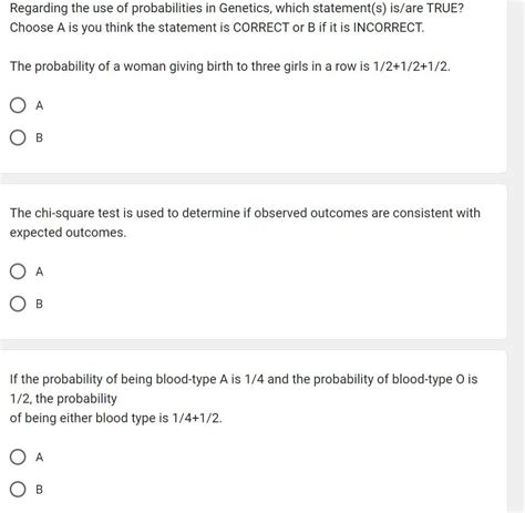 Solved Regarding The Use Of Probabilities In Genetics Which Chegg