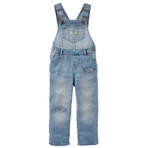 Oshkosh Newborn And Infant Girls Destructed Denim Overalls