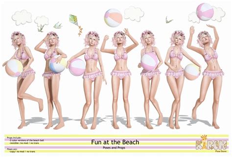 Second Life Marketplace Kirin Fun At The Beach Pose Pack