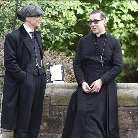 Cillian Murphy and Paddy Considine (Father Hughes) behind the scenes of S3 : r/PeakyBlinders