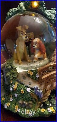 Vintage Disneys Lady And The Tramp Wet Cement Musical Snow Globe Bella