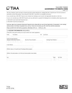 Fillable Online Tiaa Government Payments Form Fax Email Print Pdffiller