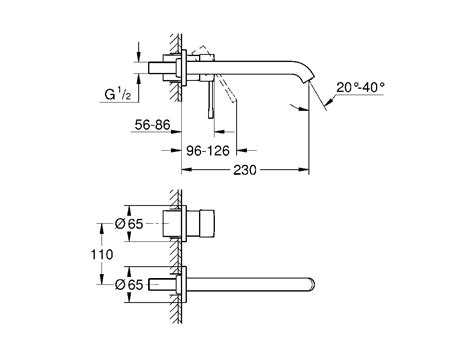 Grohe Essence New Wall Bath Mixer Tap Set Mm Hard Graphite From Reece