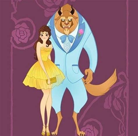 An Image Of A Man In A Suit And Woman Dressed Up As The Beast From