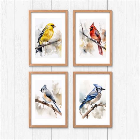 5 Bird Prints Bird Watercolor Painting Wildlife Bird - Etsy