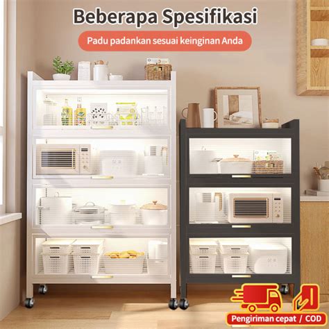 Lemari Rak Oven Multifungsi Bufet Dapur Lemari Penyimpanan Berjenjang