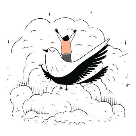 Paloma Volando En El Cielo Ilustraci N Vectorial En Blanco Y Negro