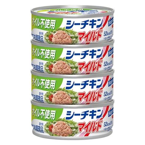 缶詰 はごろもフーズ オイル不使用 シーチキンマイルド 70g 4缶入 1パック ツナ缶 ノンオイル かつお アスクル