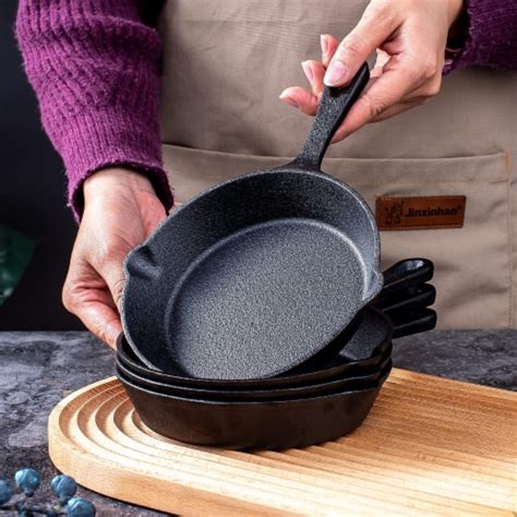 Bruntmor 6 X 4 Pre Seasoned Black Cast Iron Nonstick Frying Pan Set Of