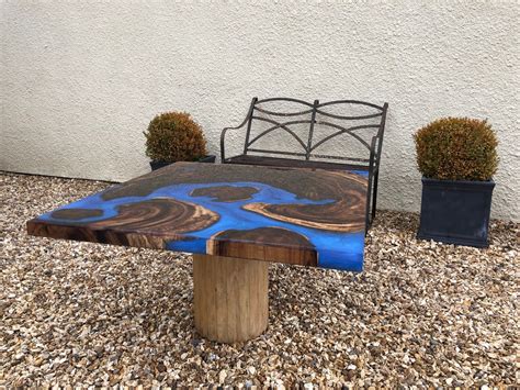 Acacia Wood Resin Table Etsy